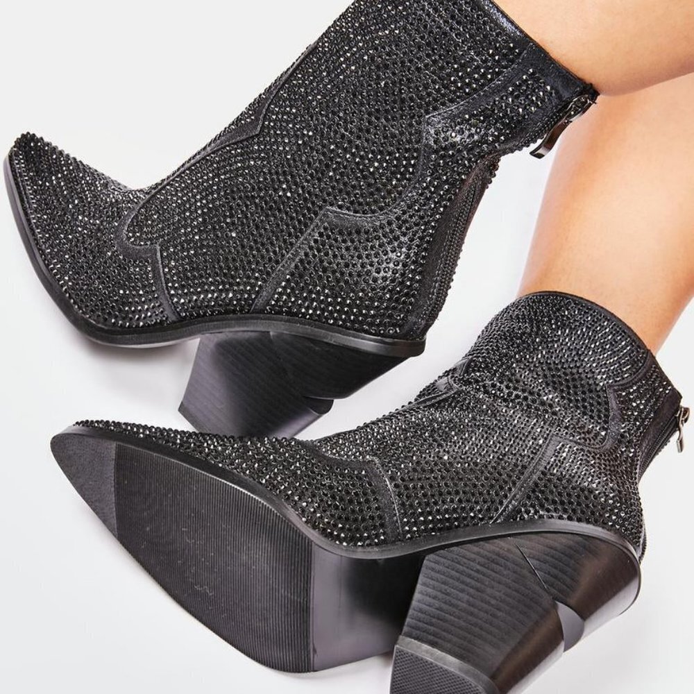 AZALEA WANG NOTHING BUT LOVE FOR YOU Rhinestone Boots ( BRAND NEW !!! ) - Picture 5 of 7